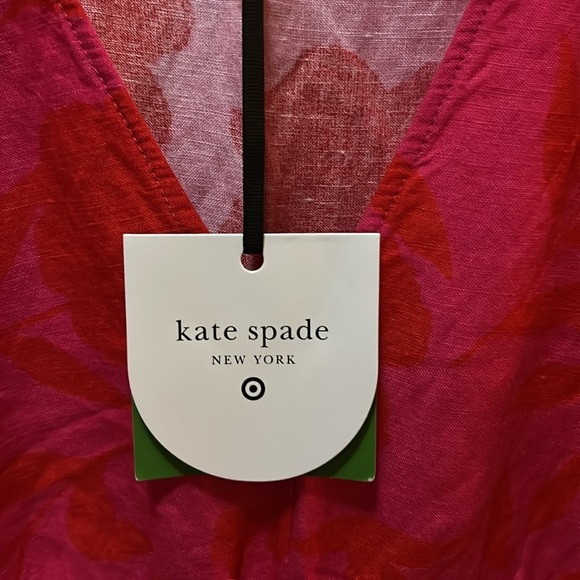 Kate Spade x Target Classic Rose Linen Midi Dress Pink/Red NWT - Picture 6 of 6